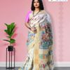 White Kantha Stitch Silk Saree -6