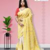 Yellow Kantha Stitch Saree- Front