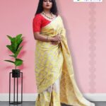 Yellow Kantha Stitch Saree Side