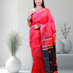 red with black biswa bangla saree
