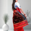 red with black biswa bangla saree side